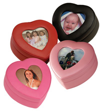 Red, Black, Wildberry and Carnation Pink Leather Heart Picture Frame Box